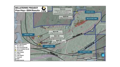Belleterre Project: Plan Map - DDH Results (CNW Group/Vior Inc.)