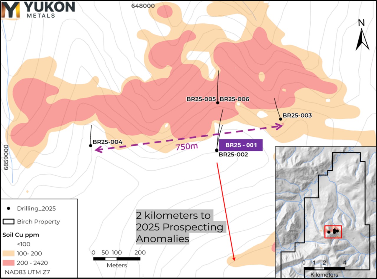 2025 Drill Location Map with Overlain 2024 Soil Copper Anomaly.