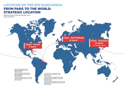 Figure 2: Global shipping times from the Port of Vila do Conde. (CNW Group/Bravo Mining Corp.)