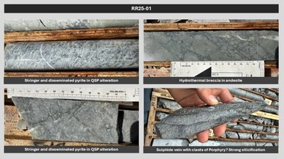Graphic 1 – Collection of images from hole RR25-01 (CNW Group/Etruscus Resources Corp.)