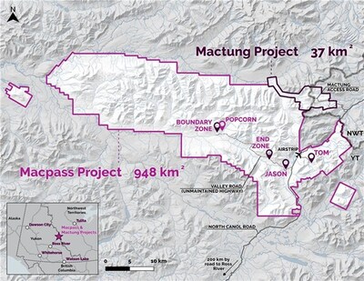 Map 1: Macpass Project and Mactung Project locations (CNW Group/Fireweed Metals Corp.) Map 1: Macpass Project and Mactung Project locations (CNW Group/Fireweed Metals Corp.)