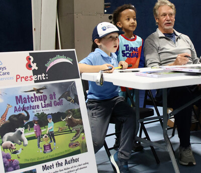 The two cartoon stars from "Matchup" met for the first time in real life at the book launch, then joined the author, Gene Walden, to help sign some books. The event helped raise about $5,000 for a rural food shelf.