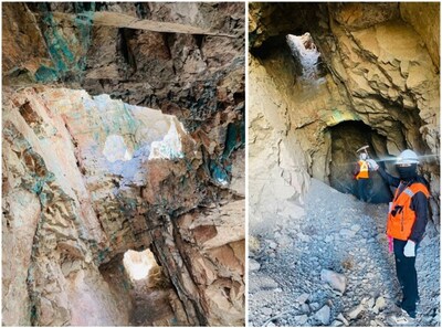 Historic mine workings and copper-bearing outcrops at Super Copper’s Cordillera Cobre Project, Calcite Hill target, Atacama Region, Chile. (CNW Group/Super Copper Corp.)