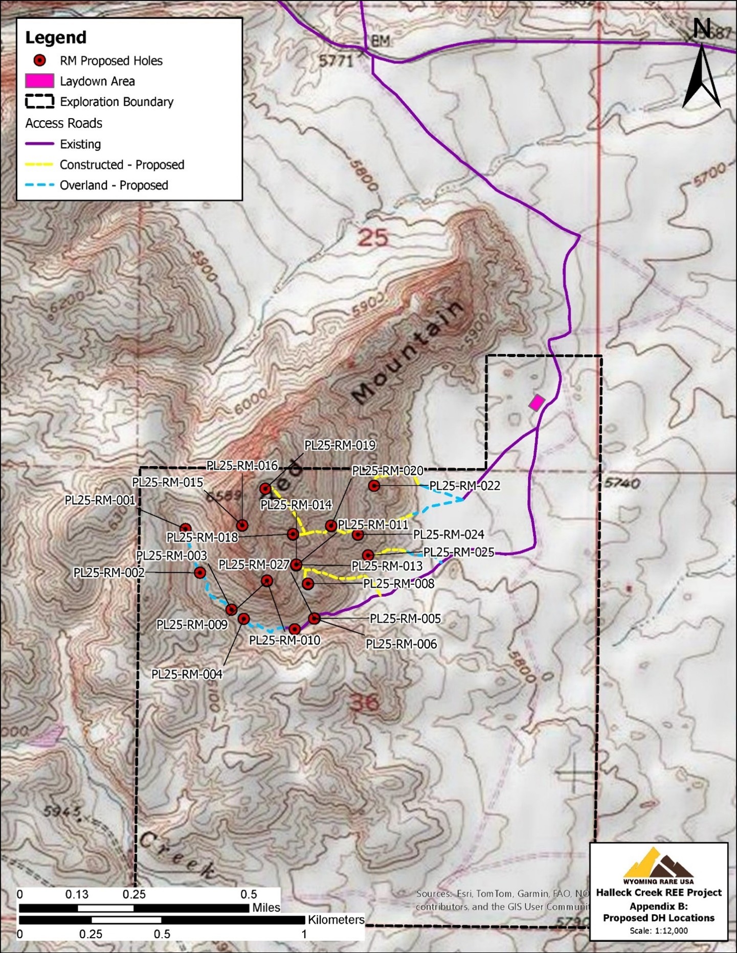 Figure 7 – Proposed Hole Locations at Cowboy State Mine