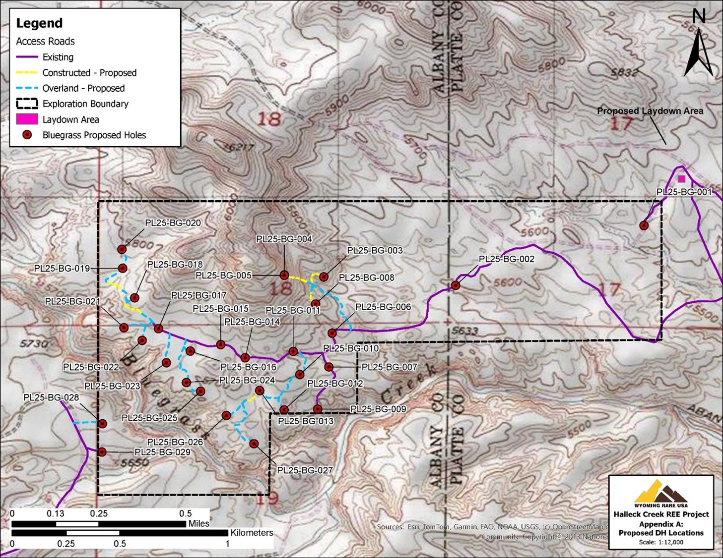 Figure 8 – Proposed Hole Locations at Bluegrass Exploration Area