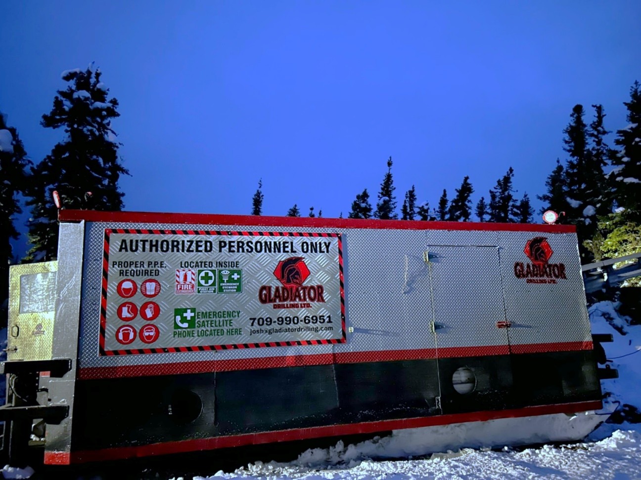 Gladiator Drilling’s Duralite 800 diamond drill shack setup in the Trapper Zone at the Radar Project.