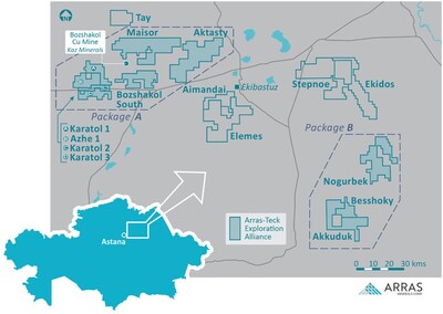 Figure 8. Arras Minerals Elemes Project and project portfolio located in Pavlodar, Northeastern Kazakhstan. (CNW Group/Arras Minerals Corp.) Figure 8. Arras Minerals Elemes Project and project portfolio located in Pavlodar, Northeastern Kazakhstan. (CNW Group/Arras Minerals Corp.)