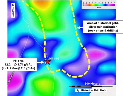 Figure 2 – Chargeability depth slice at a depth of 150-250m – Southern Zone. (CNW Group/Black Mammoth Metals Corp) Figure 2 – Chargeability depth slice at a depth of 150-250m – Southern Zone. (CNW Group/Black Mammoth Metals Corp)