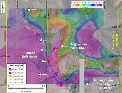 Figure 1 – 0-50m IP depth slice - Chargeability anomaly correlating with high-grade silver rock chips. (CNW Group/Black Mammoth Metals Corp)