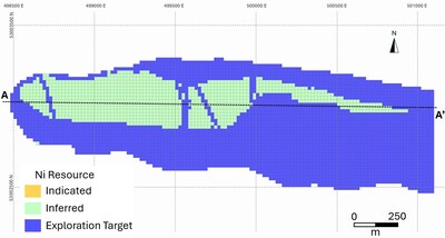 Figure 2. Plan View of the Categorized Midlothian Resources (TOP) along with %Ni Grade (BOTTOM). (CNW Group/Canada Nickel Company Inc.)