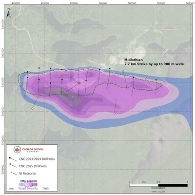 Figure 1. Plan View of Midlothian Nickel Sulphide Project, Ontario. (CNW Group/Canada Nickel Company Inc.)