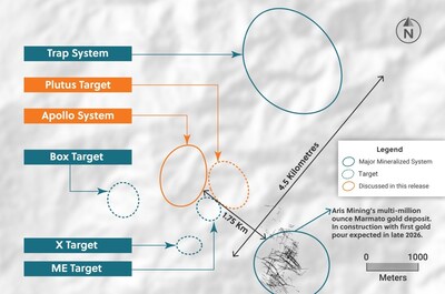 Figure 4: Plan View of the Guayabales Project Highlighting the Apollo System and Plutus Target (CNW Group/Collective Mining Ltd.) Figure 4: Plan View of the Guayabales Project Highlighting the Apollo System and Plutus Target (CNW Group/Collective Mining Ltd.)