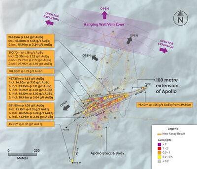 Figure 1: Plan View of the Apollo System Highlighting Drill Holes in this Release (CNW Group/Collective Mining Ltd.) Figure 1: Plan View of the Apollo System Highlighting Drill Holes in this Release (CNW Group/Collective Mining Ltd.)