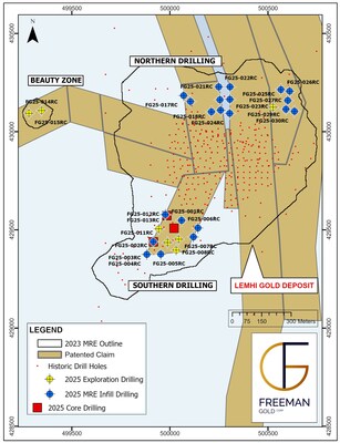 Figure 1: Location map showing select 2025 Freeman drill holes. (CNW Group/Freeman Gold Corp.) Figure 1: Location map showing select 2025 Freeman drill holes. (CNW Group/Freeman Gold Corp.)