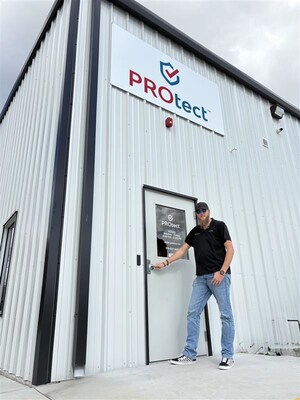 Operations Manager, Jacob Johnson opening doors to our new Beaumont office.