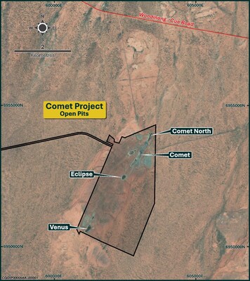 Figure 5: Comet Project highlighting a subset of existing shallow open pits (CNW Group/Westgold Resources Limited) Figure 5: Comet Project highlighting a subset of existing shallow open pits (CNW Group/Westgold Resources Limited)
