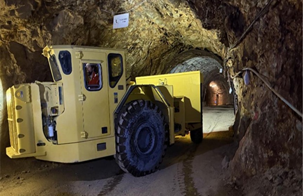 No. 1 level underground development – test run of Epiroc MT2010 haul truck down Tuckingmill decline.
