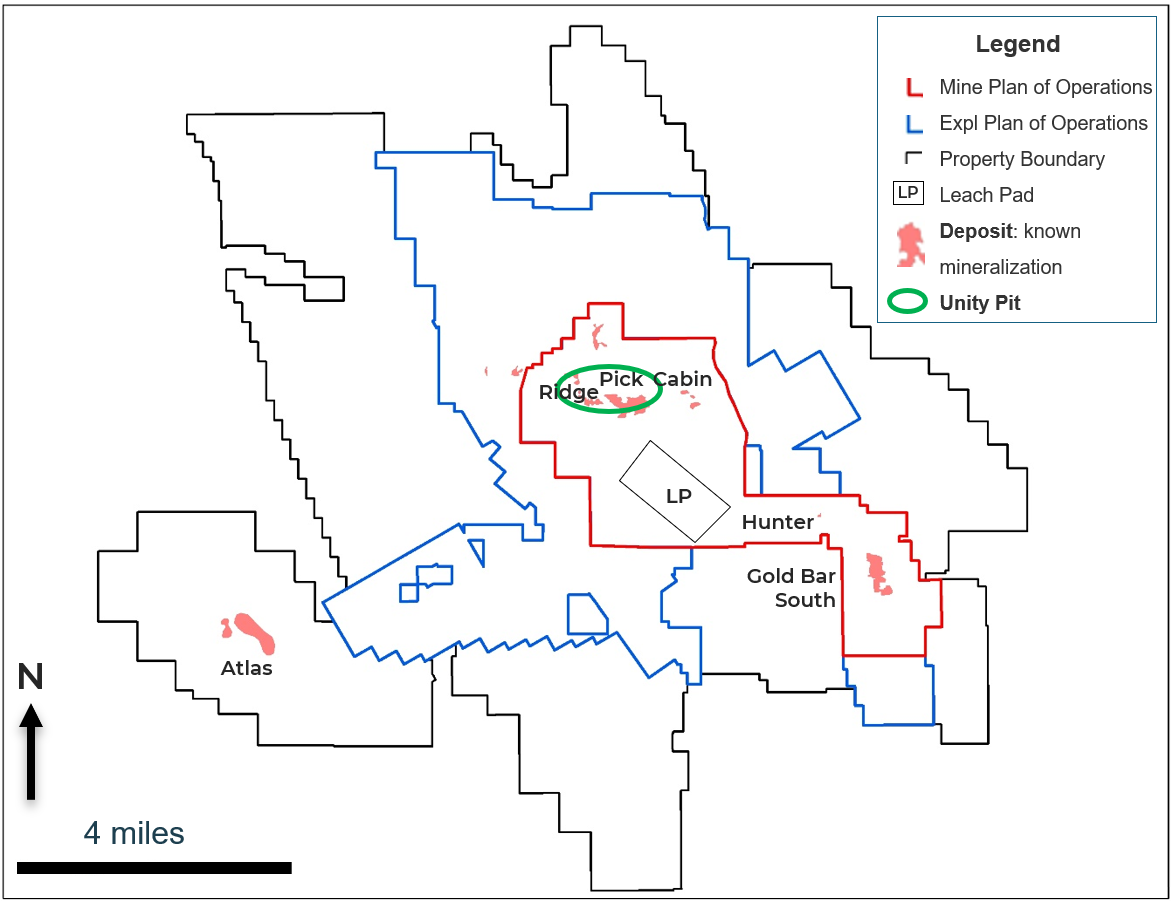 Figure 5. Map showing the location of the proposed Unity Pit at Gold Bar