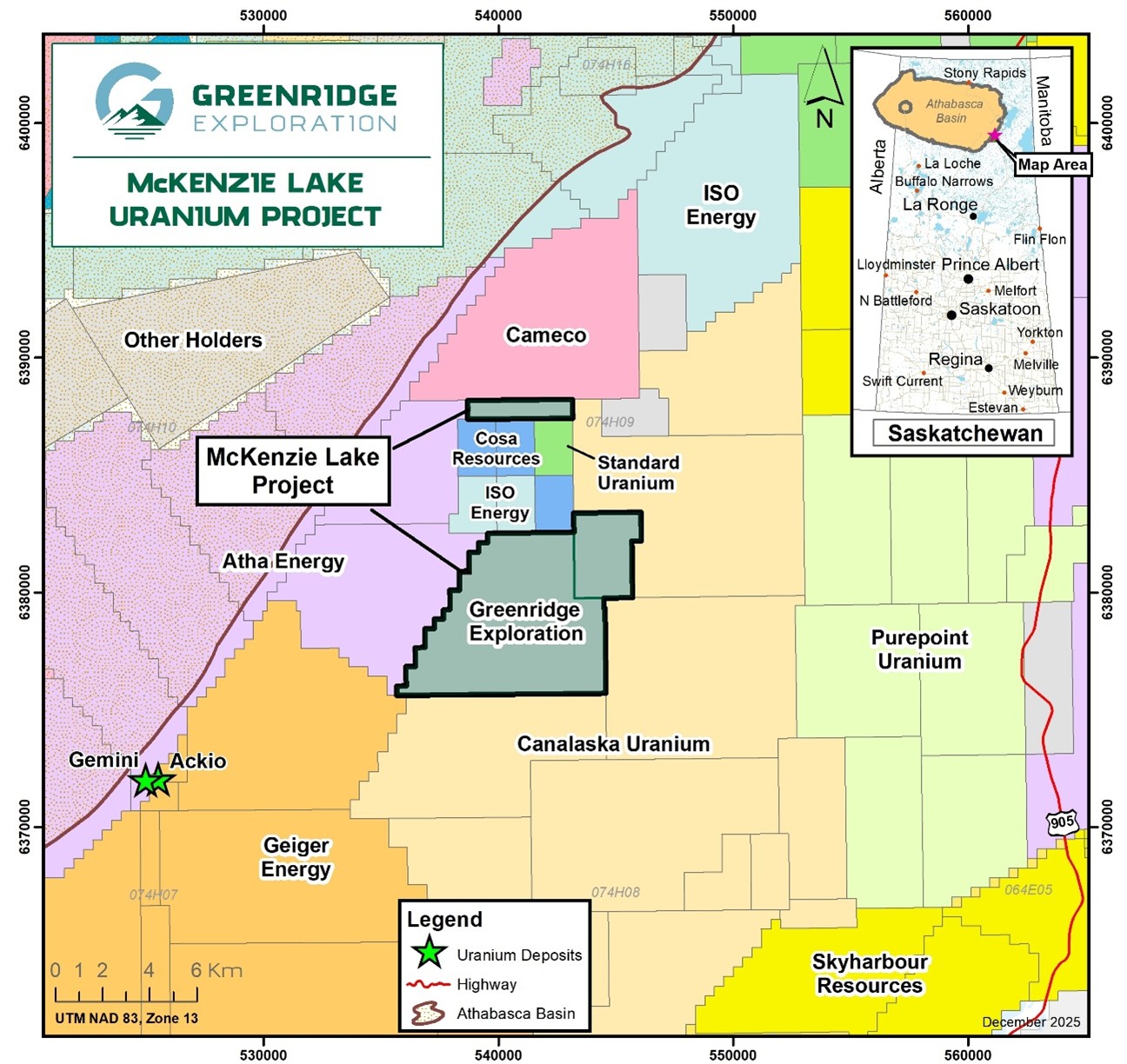 Figure 1 – McKenzie Lake Uranium Project Location