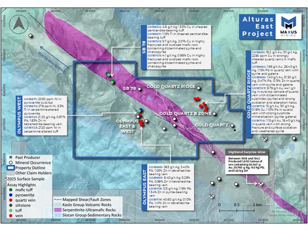 Figure 2: Alturas East 2025 Exploration Program Result Highlights.