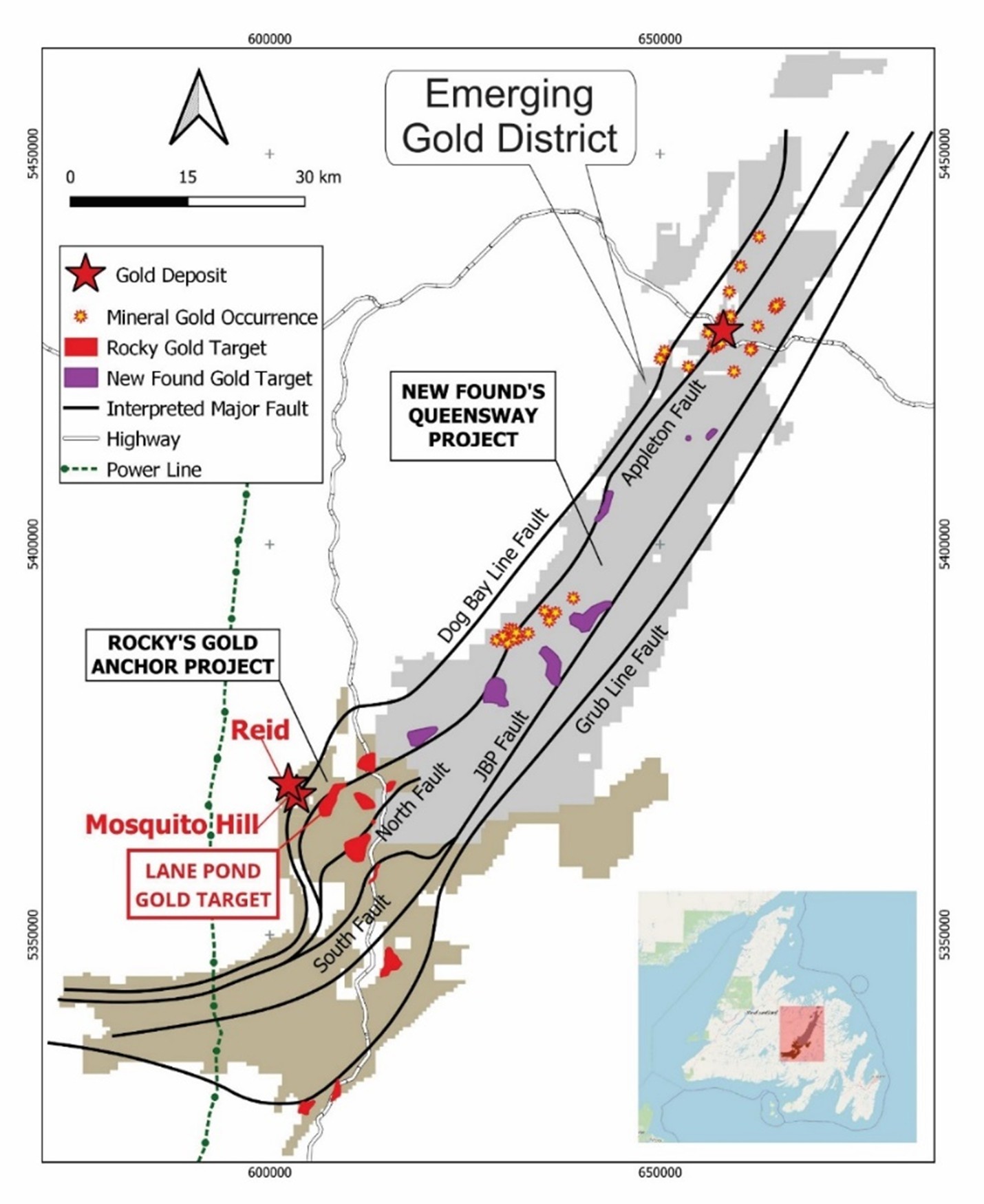 Emerging Gold District, Significant Claim Owners, Major Fault Lines, Gold Deposits and Gold Targets