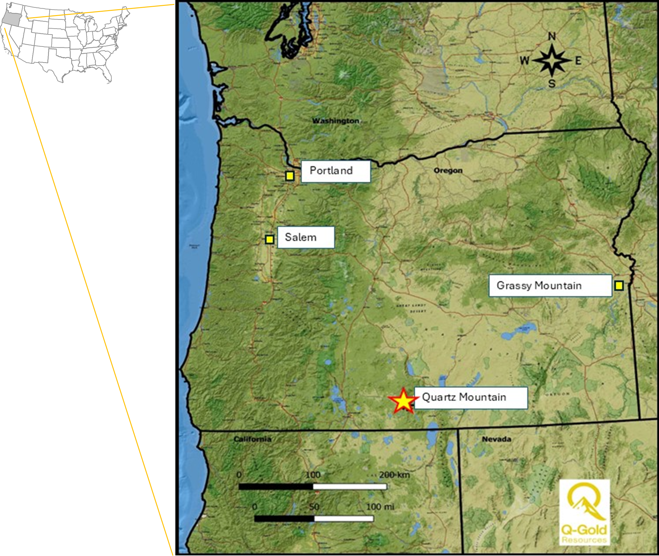 Quartz Mountain Gold Project Location Map