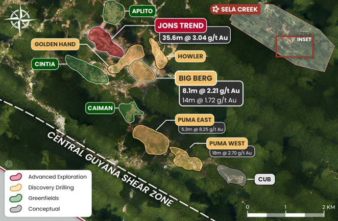 Target locations on Sela Creek