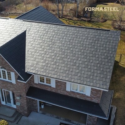 Wakefield Bridge Steel Shingles in Granite Grey (CNW Group/Forma Steel) Wakefield Bridge Steel Shingles in Granite Grey (CNW Group/Forma Steel)