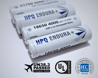 Cylindrical 18650 and 21700 HPQ Endura+ cells. (CNW Group/HPQ Silicon Inc.)