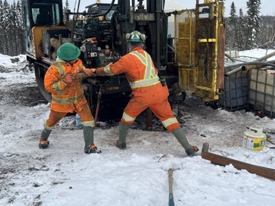 Figure 2.1 – Hydrology drilling, water well logging, snow clearing, and water flow
monitoring at West Joe (L-R) (CNW Group/Power Metals Corp.) Figure 2.1 – Hydrology drilling, water well logging, snow clearing, and water flow
monitoring at West Joe (L-R) (CNW Group/Power Metals Corp.)