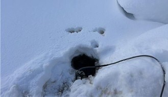 Figure 2.4 – Hydrology drilling, water well logging, snow clearing, and water flow
monitoring at West Joe (L-R) (CNW Group/Power Metals Corp.) Figure 2.4 – Hydrology drilling, water well logging, snow clearing, and water flow
monitoring at West Joe (L-R) (CNW Group/Power Metals Corp.)