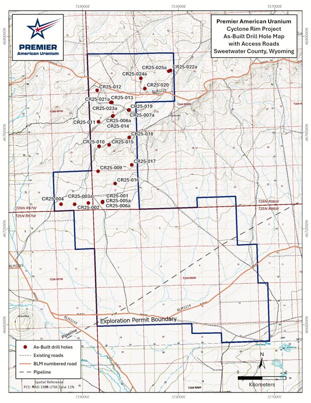 2025 Cyclone Rim Target Area Drill Hole Locations