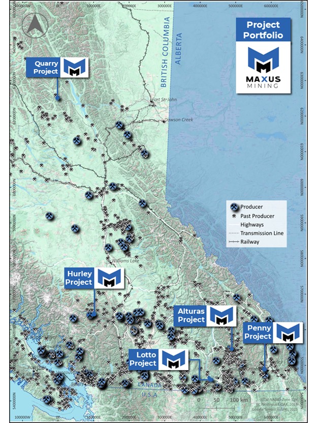 Maxus Mining Properties Map