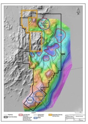 MAP 1: EXPANDED GRAVITY SURVEY AREA (CNW Group/A2 Gold Corp) MAP 1: EXPANDED GRAVITY SURVEY AREA (CNW Group/A2 Gold Corp)