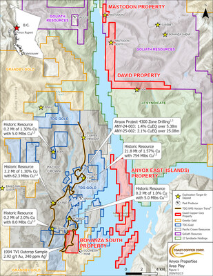 Figure 1: Coast Copper Anyox Area Mineral Claims (CNW Group/Coast Copper Corp.)