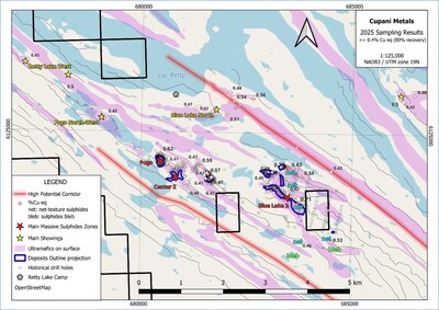 Figure 3: details Blue Lake North and Retty Lake West (CNW Group/Cupani Metals Corp.)