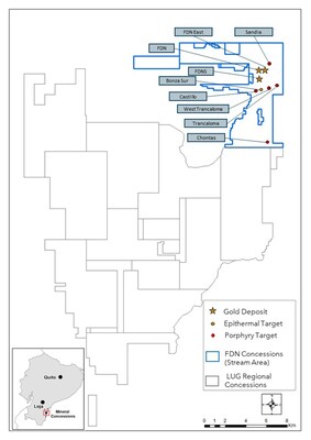 Figure 1: Selected Concessions that make up the Stream Area (CNW Group/Lundin Gold Inc.)