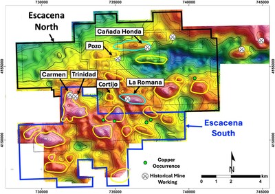 Figure 1 – Escacena Project gravity anomaly targets (CNW Group/Pan Global Resources Inc.)