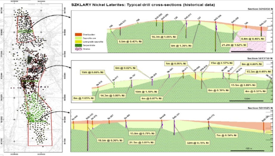 Compilation of historic drilling data at Szklary Śląskie prepared by Northern Mining Limited (see Northern Mining Limited’s, ASX news release dated July 2008) displaying the high density of drillholes at Szklary.
