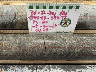 Figure 3 – Photographs of drill core from BA-26-84 showing some examples of the sulphide mineralization textures. Pyrite-pyrrhotite-sphalerite mineralization with strong chlorite alteration. (CNW Group/Foran Mining Corporation)