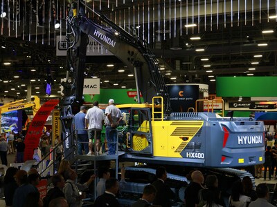 The new next generation excavator revealed at the HYUNDAI booth at CONEXPO-CONAGG 2026