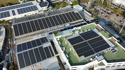 At the TE Connectivity site in Lamphun, Thailand, a 1.1-megawatt solar energy system generates approximately 15% of the site's annual energy use.