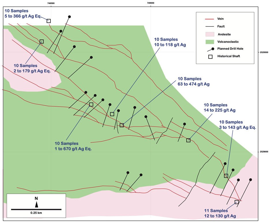 FIGURE 1 – Map of Rock Chip Samples at El Cristo