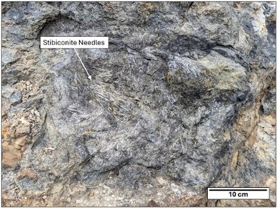 Figure 1: Rock outcrop in the Merrimac Mine with stibiconite (Sb3O6(OH)) at the Taylor Project, White Pine County, Nevada (CNW Group/A2 Gold Corp)