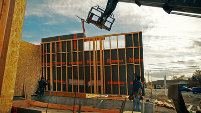 Firepoint is a proprietary sheathing that provides up to 90 minutes of fire resistance when used in wall assemblies, exceeding code by 50 percent or more to slow fire spread and give people critical time to protect lives and property.