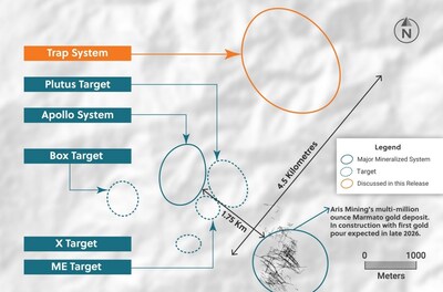 Figure 3: Plan View of the Guayabales Project Highlighting the Trap Target Area (CNW Group/Collective Mining Ltd.)