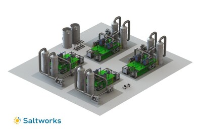 Figure 1 – 3D model of multiple SaltMaker units integrated into a ZLD system for semiconductor fab water recovery (CNW Group/EMP Metals Corp.)