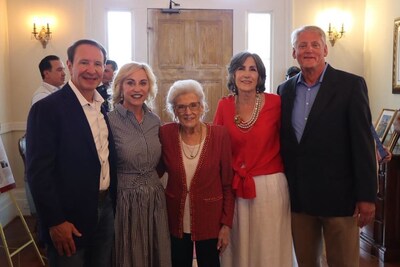 Governor Jeff Landry and First Lady Sharon Landry with Grady Gaubert, Kathy Gaubert, and Patricia Gaubert celebrating 100 years of Gaubert Oil.