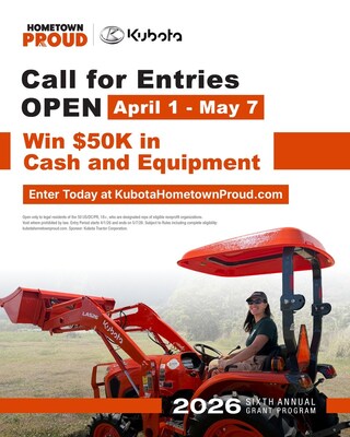 The Kubota Hometown Proud® grant program for 2026 is open. Are you working on a community project that could use cash and equipment? Apply today.