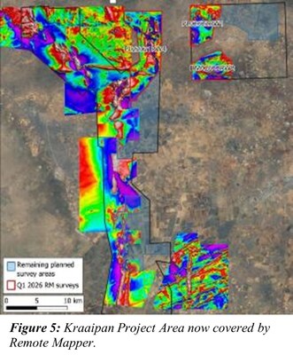 Figure 5: Kraaipan Project Area now covered by Remote Mapper. (CNW Group/North Arrow Minerals Inc.)